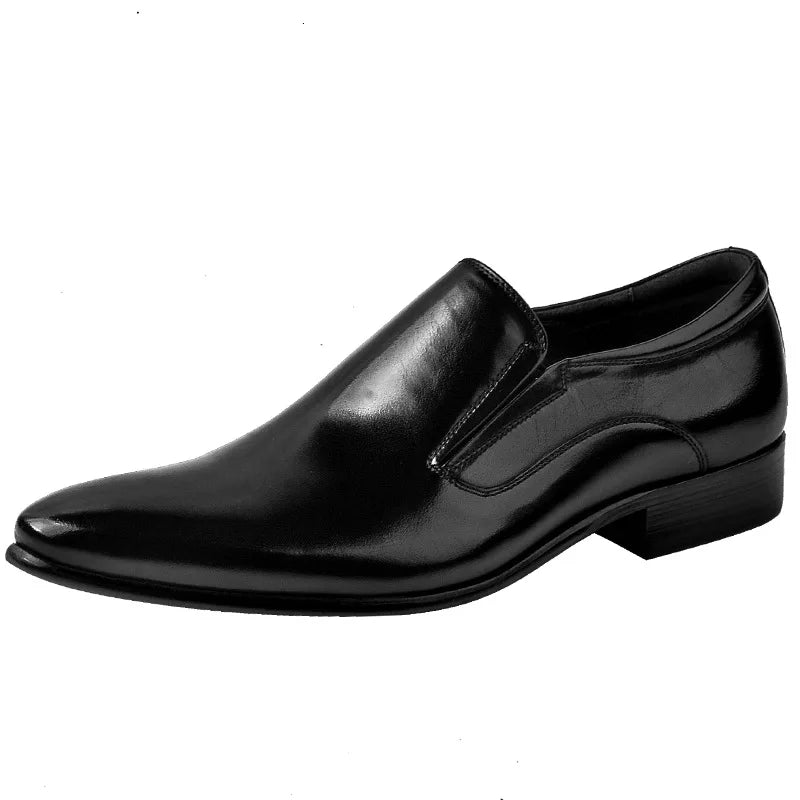 Genuine Cow Leather Oxford Shoes for Men Luxury Dress Slip on Wedding Shoes 