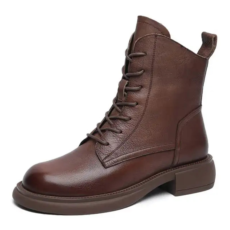 High Quality Cow Leather Vintage British Style Martin High Top Boots for Women 2022 