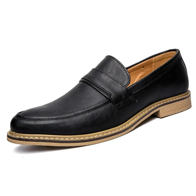 Formal Cow Leather Shoes for Men, Business Leather Shoes, British Pointed Toe Cuffed 