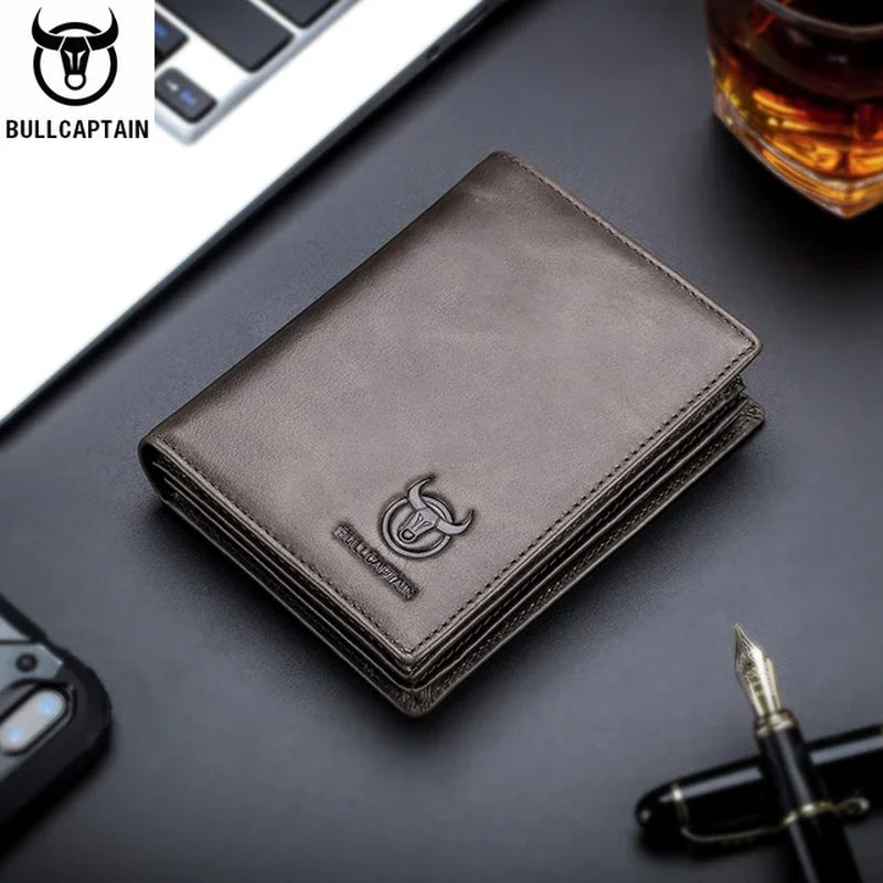 Genuine Cow Leather Wallet New RFID Locomotive British Leisure Multi Card Bag Large Capacity Waist Leather Wallet