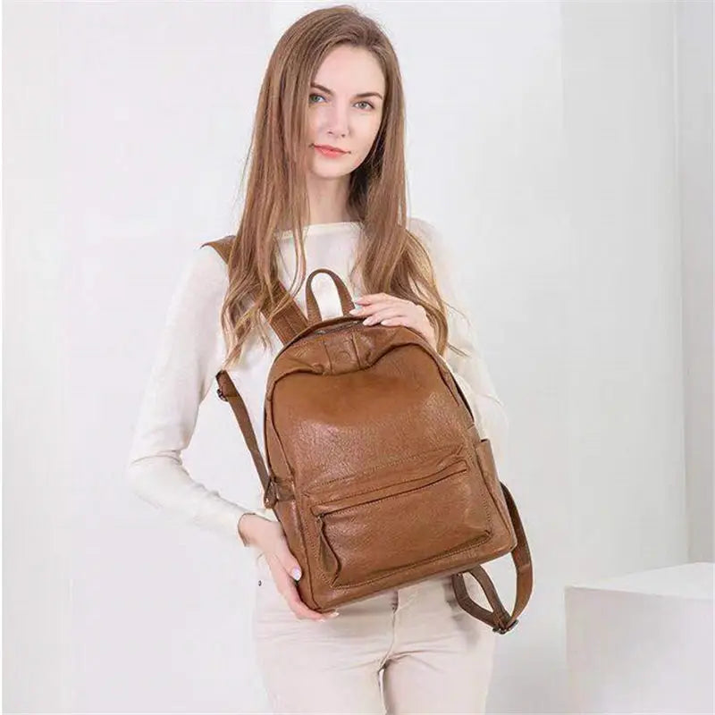 Premium Leather Backpack Girl School Shoulder Bag Backpack