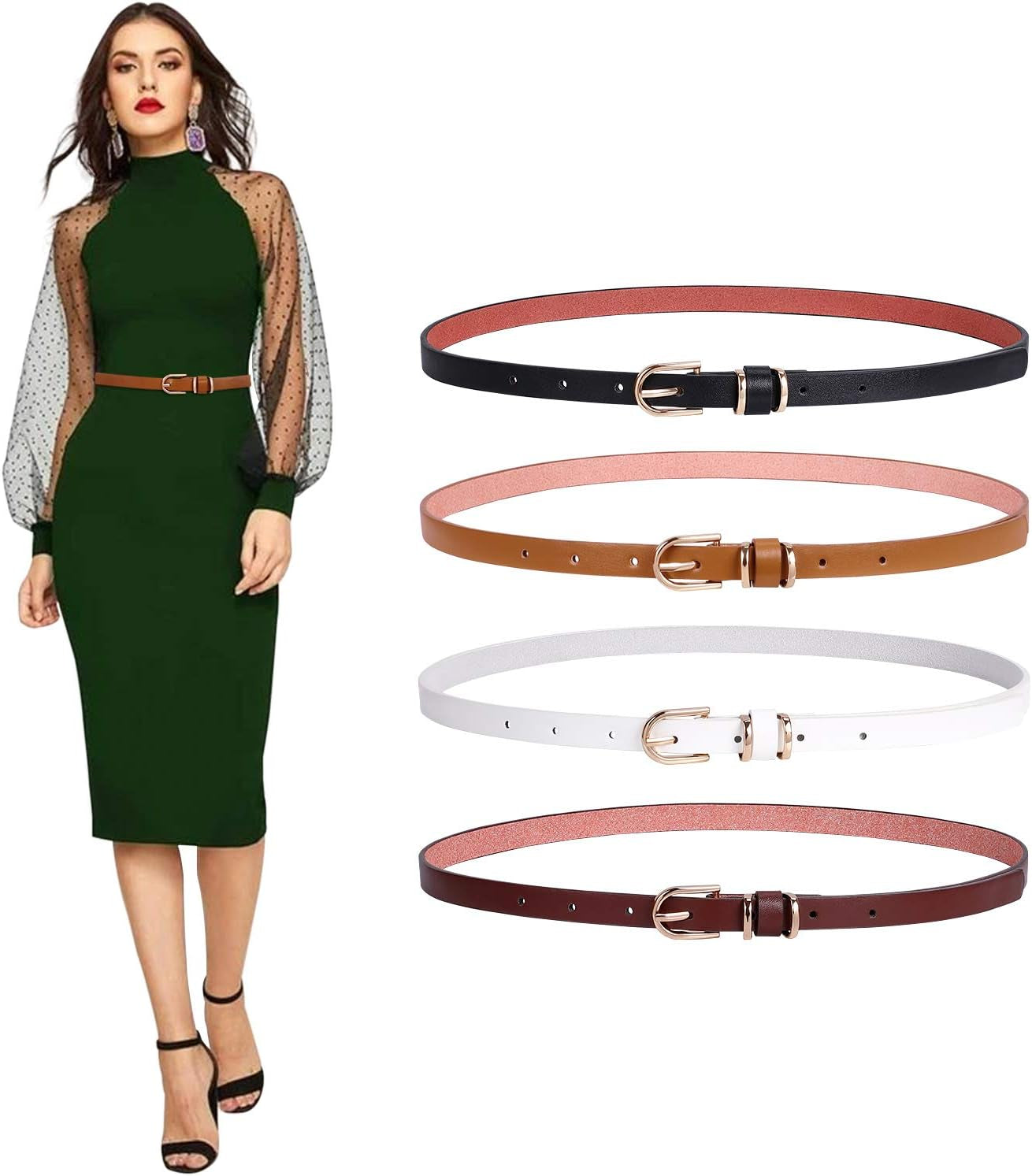 Pack of 4 Ladies Leather Belt