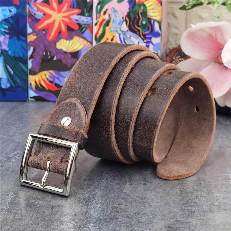 Premium Cow Leather With Stainless Steel Buckle Men Belt