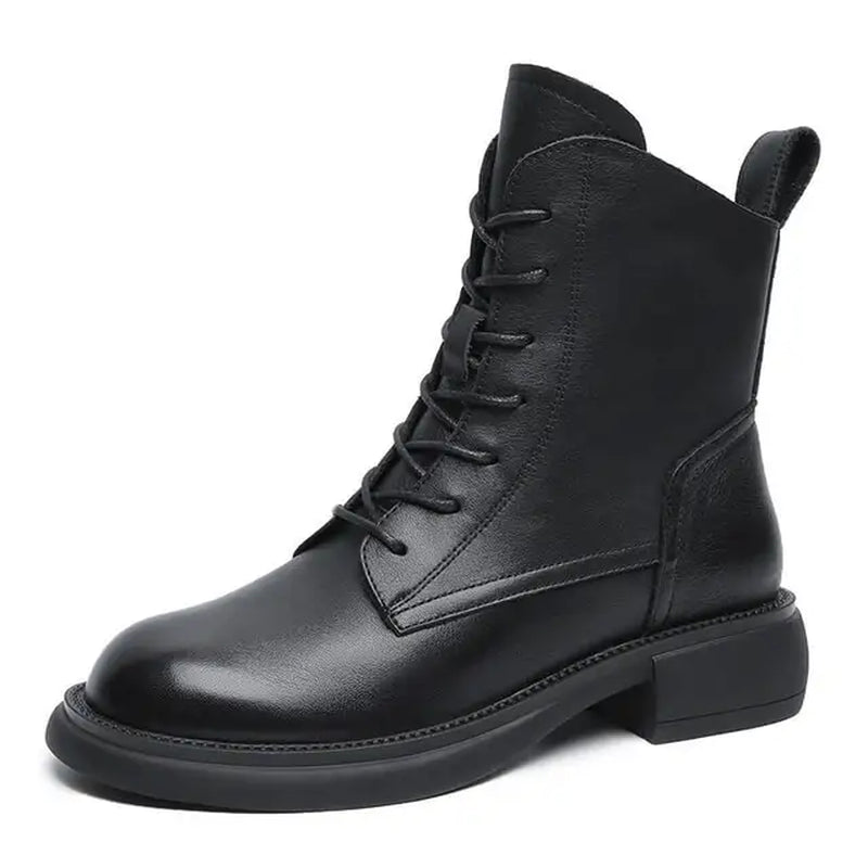 High Quality Cow Leather Vintage British Style Martin High Top Boots for Women 2022 