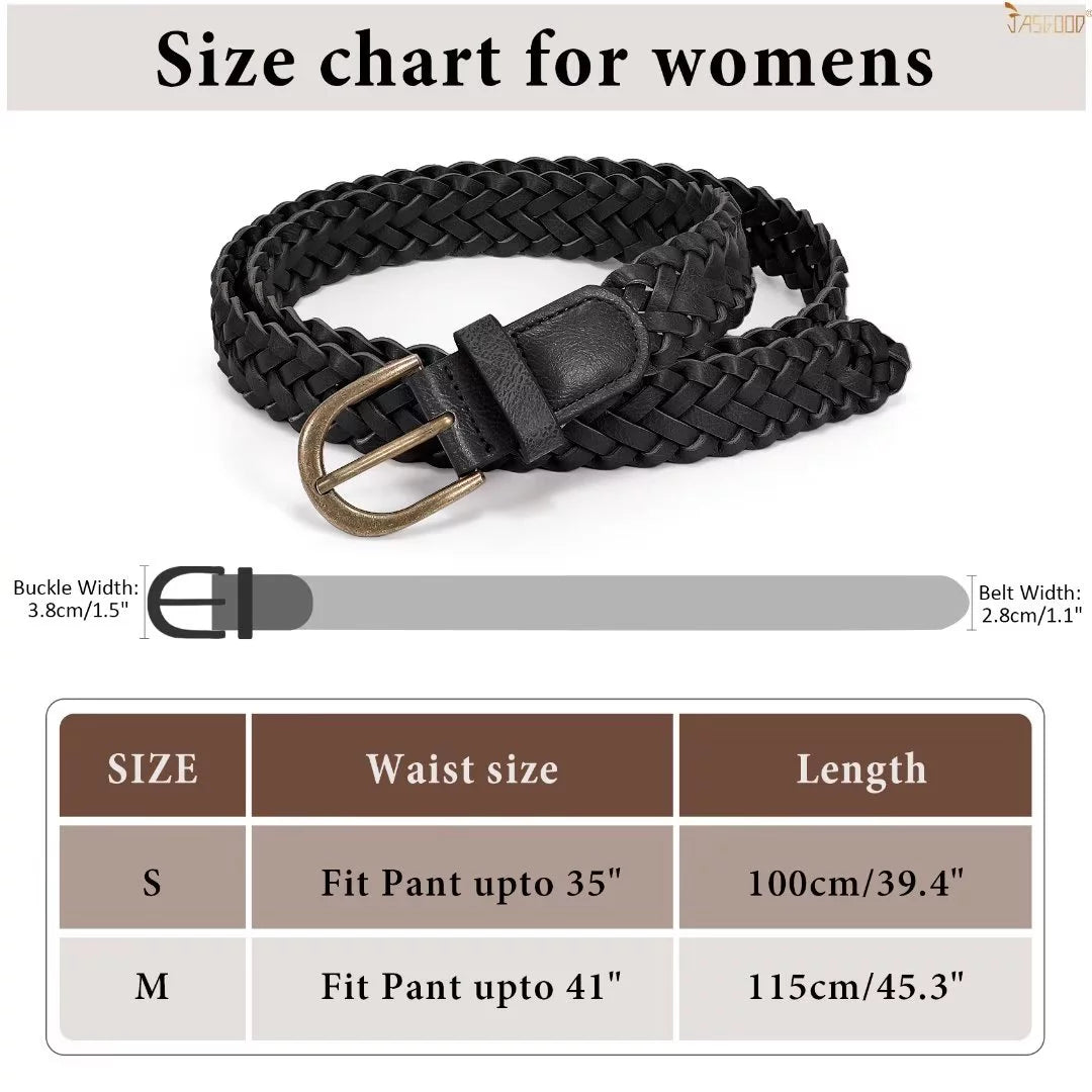 Set of 4  Women Skinny Braided Leather Thin Belts 