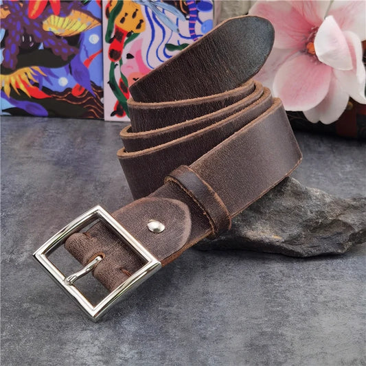 Premium Cow Leather With Stainless Steel Buckle Men Belt