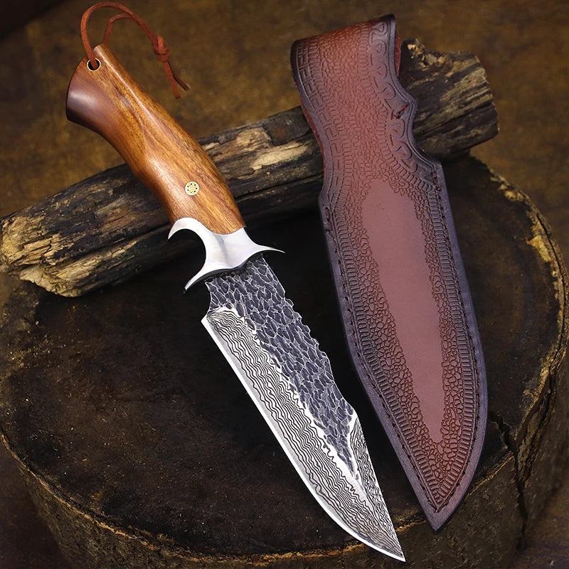 Damascus Steel Hand Forged Portable Outdoor Knife/Collection Knife