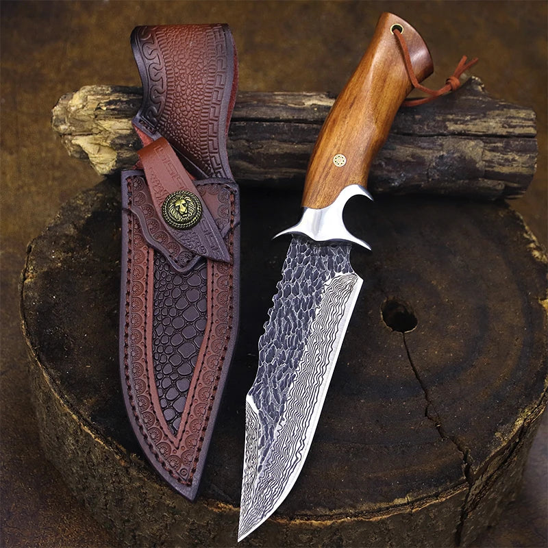 Damascus Steel Hand Forged Portable Outdoor Knife/Collection Knife