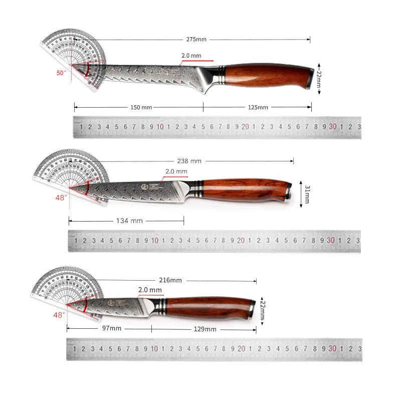 73 Layers Japanese Damascus Stainless Steel Utility Paring Boning Cleaver Slicing Chef Knives