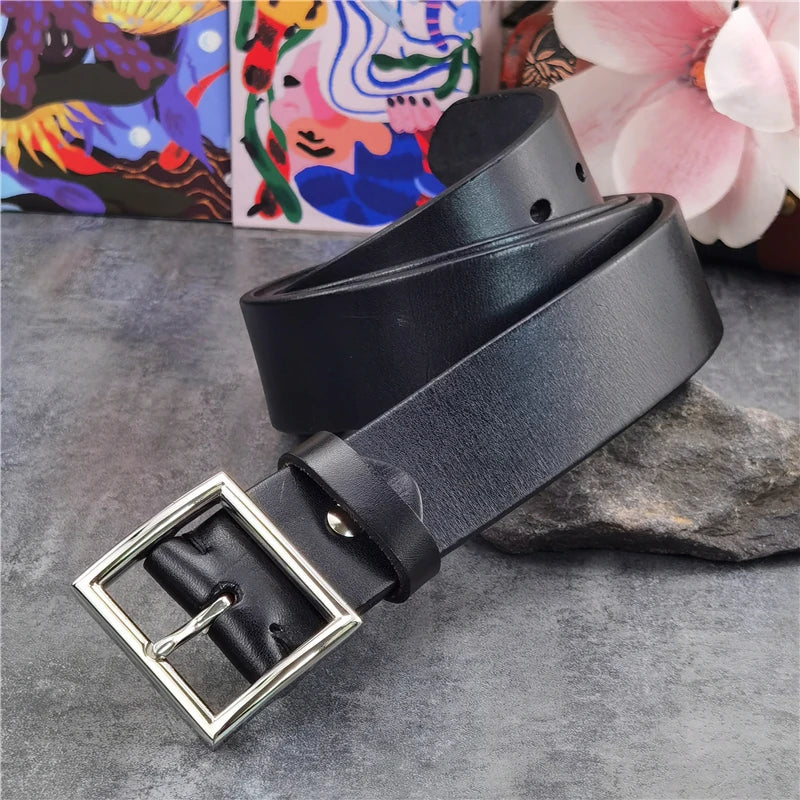 Premium Cow Leather With Stainless Steel Buckle Men Belt