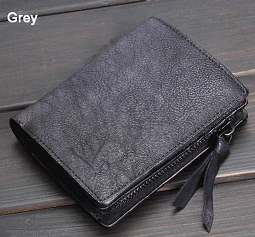 Original Cow Leather Hand Cut Vintage Finished Men's Wallet with Card Holder & Money Holder