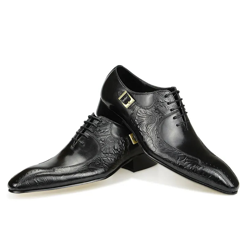 High-End Luxury Handmade Cow Leather Shoes Men'S Business Formal Casual British Carved Oxford Style