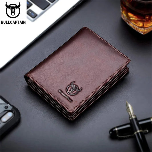 Genuine Cow Leather Wallet New RFID Locomotive British Leisure Multi Card Bag Large Capacity Waist Leather Wallet