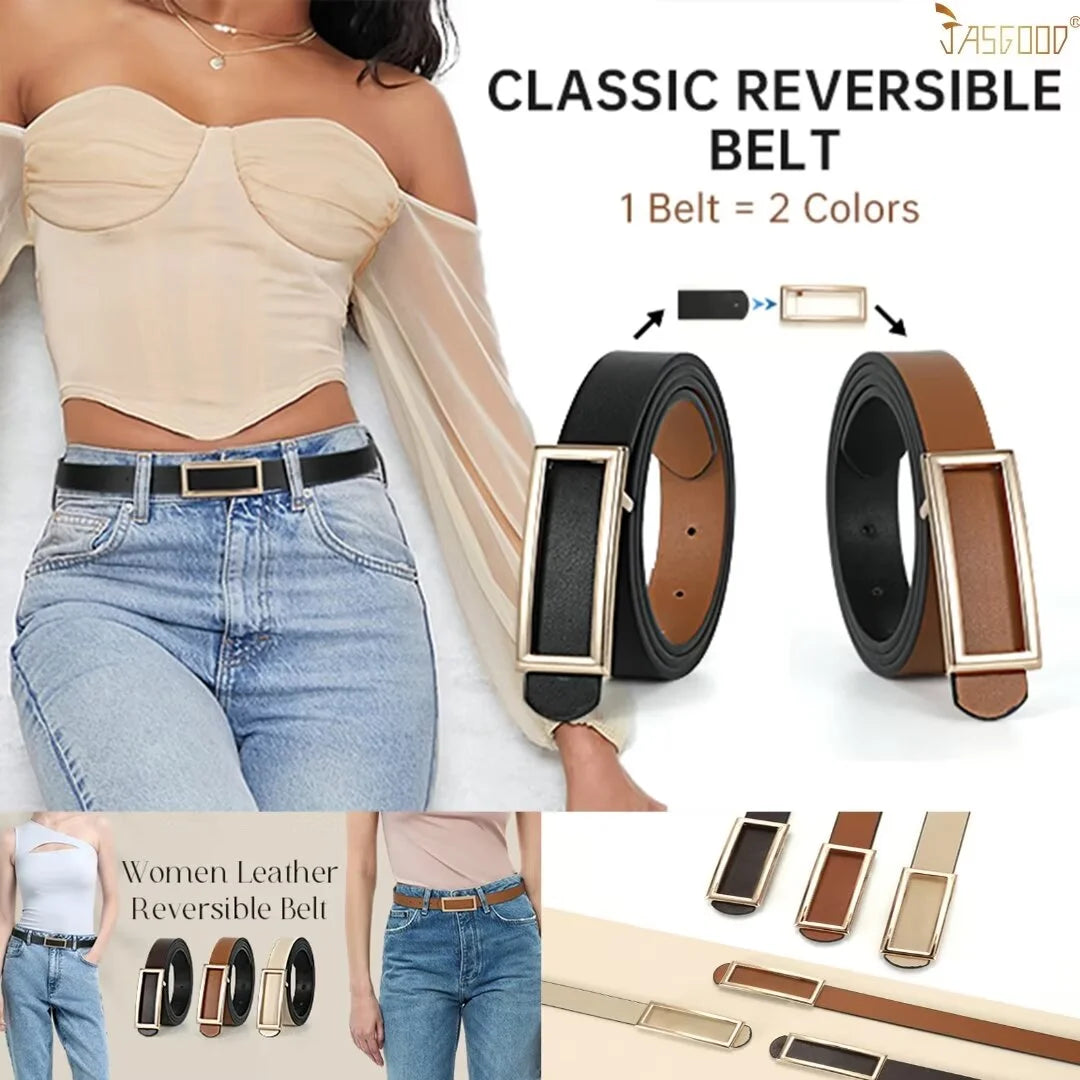 Women Reversible Belts for Jeans Leather Belt for Women Pants Dresses